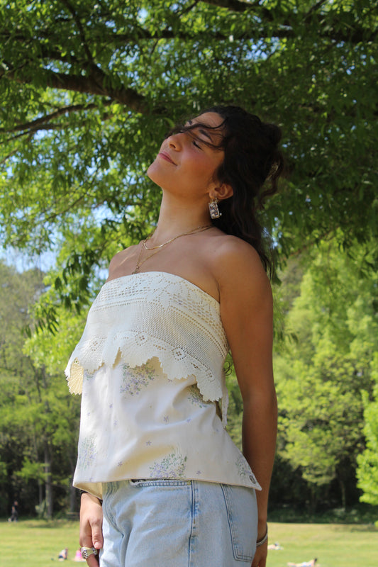 HYDRANGEAS & LACE TUBE TOP