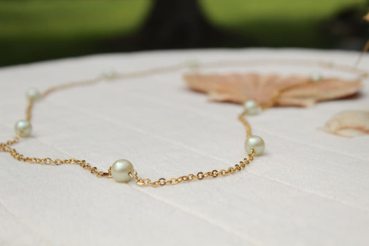 DAINTY GOLD CHAIN AND SEA PEARL NECKLACE