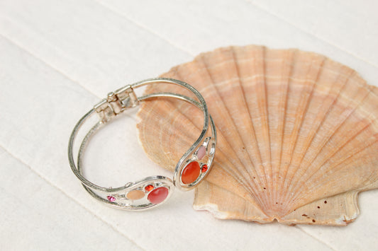 SILVER AND PINK CLASP BRACELET