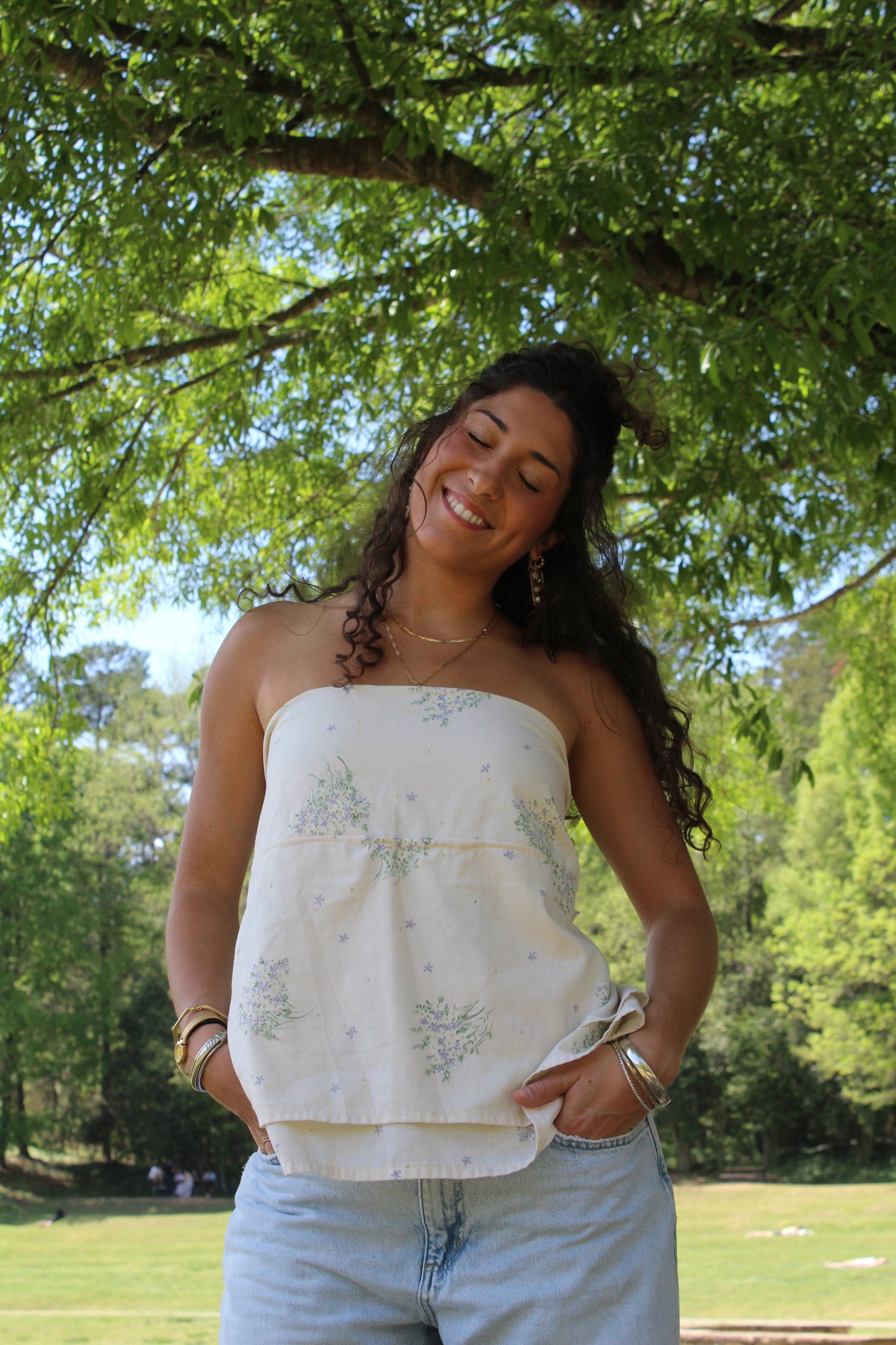 HYDRANGEA RUFFLES TUBE TOP