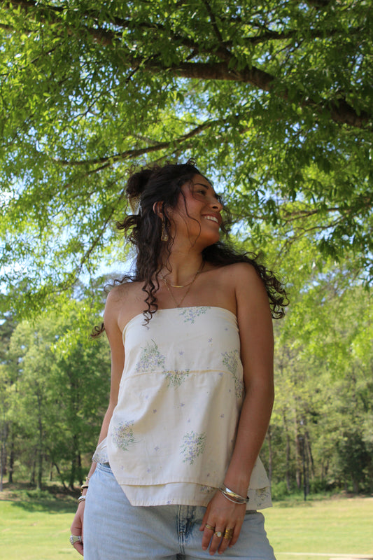 HYDRANGEA RUFFLES TUBE TOP