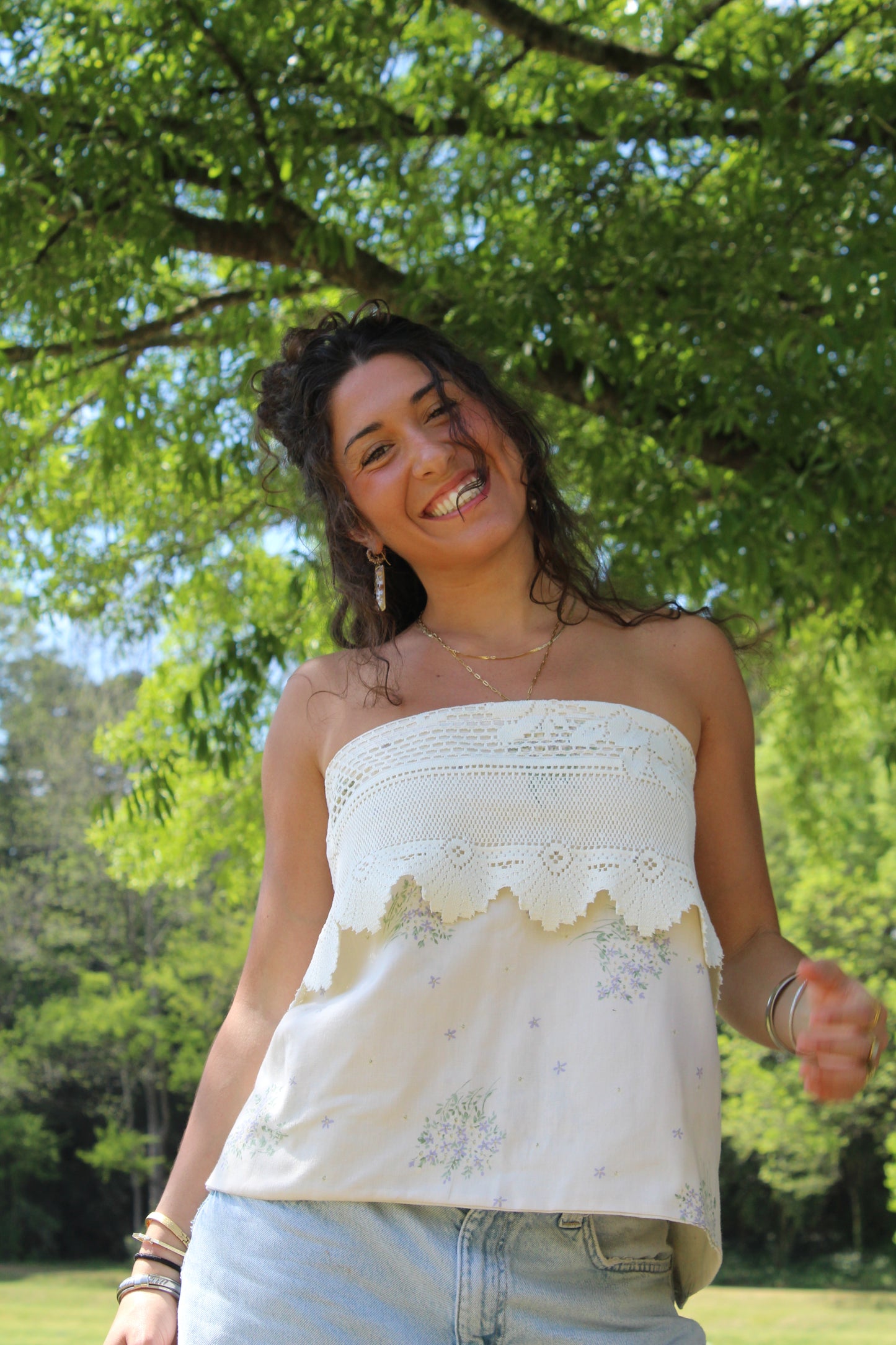 HYDRANGEAS & LACE TUBE TOP