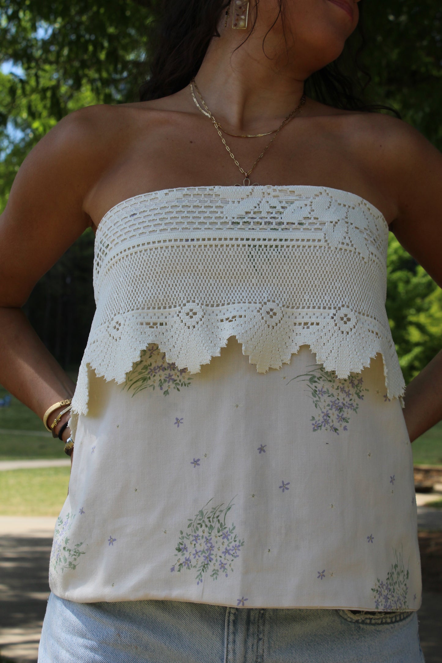 HYDRANGEAS & LACE TUBE TOP