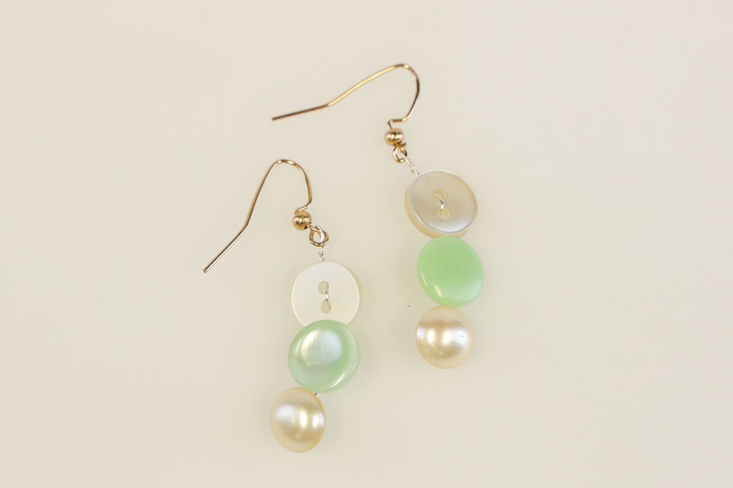 GREEN BUTTON EARRINGS