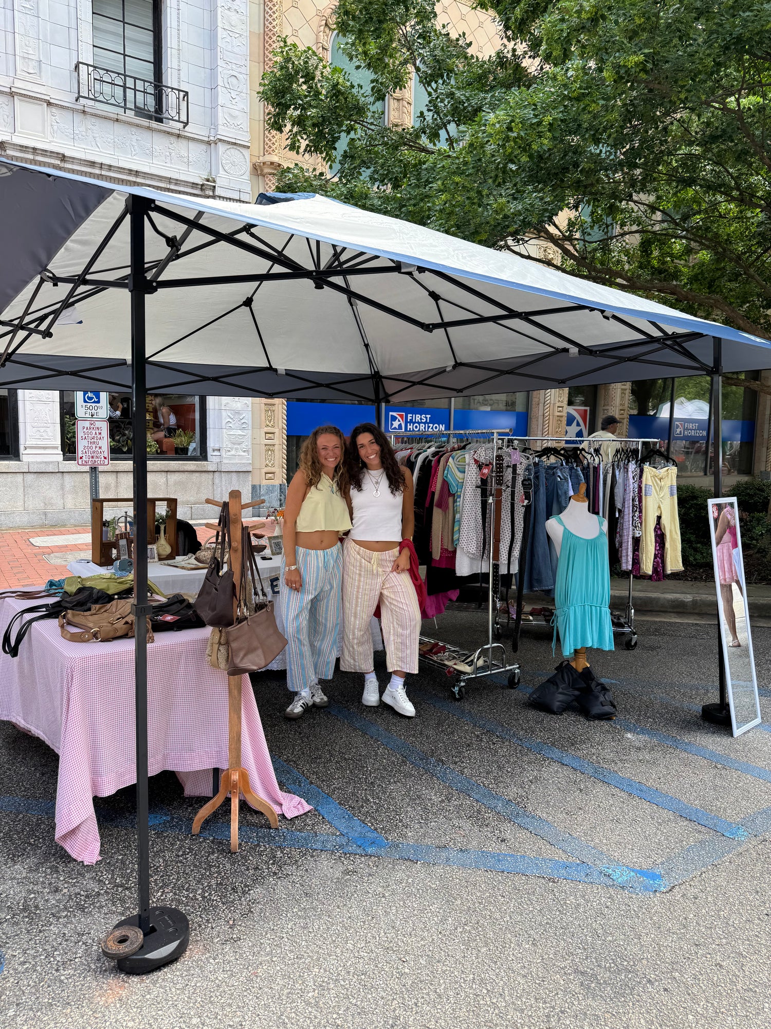 in person vintage clothing market at Soda City Market in Columbia South Carolina